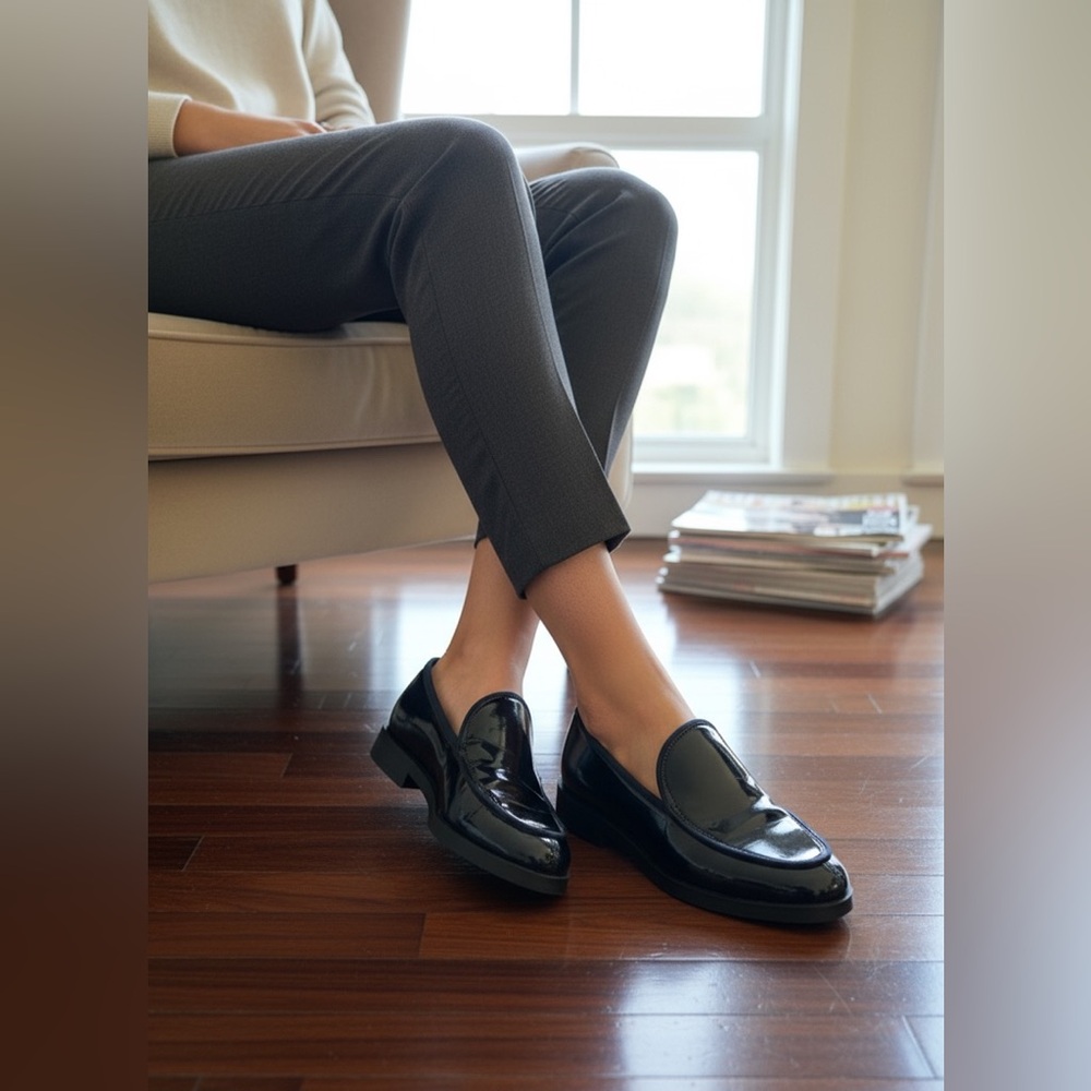 Donald J. Pliner Glossy Black Loafers